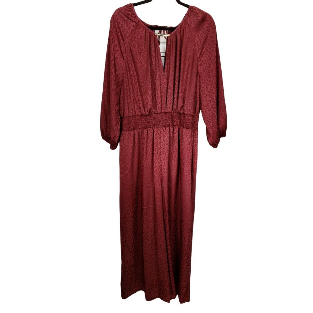 NWT Bloomingdale's Andrew Marc Satin Leopard Blouson Wide Leg Jumpsuit Boho